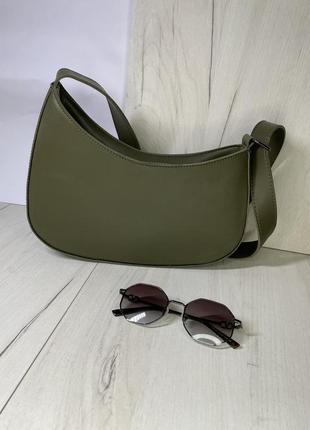 Зелена сумка асиметрична хакі2 фото