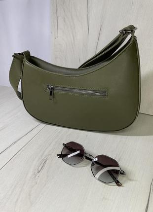 Зелена сумка асиметрична хакі3 фото