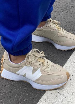 Красивейшие женские кроссовки new balance 327 beige бежевые