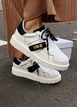 Нереальные женские кроссовки в стиле christian dior-id sneakers white black белые