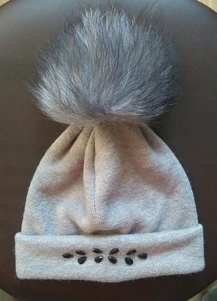 Шапка ангора натуральний бомбон 0..12р
