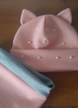 Шапка і хомут для дівчинки 0..12років