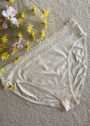 Хлопокові повноцінні трусики з мереживом marks&spenser 🔥