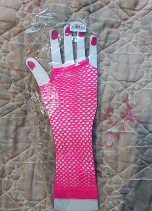Шикарные стильные тонкие яркие высокие перчатки митенки сетка