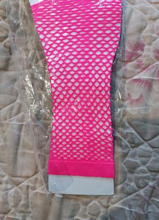 Шикарные стильные тонкие яркие высокие перчатки митенки сетка