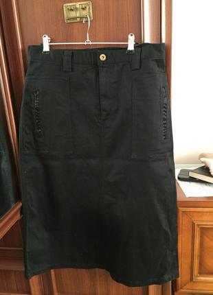 Чёрная прямая юбка классическая с интересными карманами от фирмы just be first1 фото