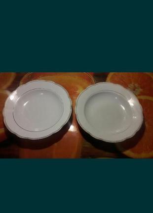Kahla тарелки ссср белые гдр суповые с позолотой1 фото