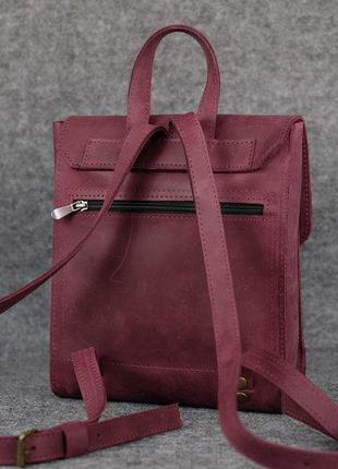 Кожа. ручная работа. кожаный бордовый рюкзак, рюкзачок.3 фото