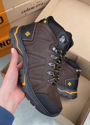 Мужские зимние ботинки с логотипом columbia, зимові черевики чоловічі шкіряні