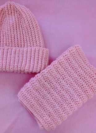 Комплект шапка и снуд (хомут) ручная работа