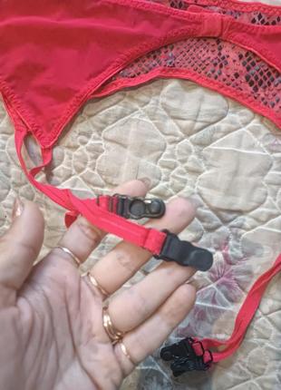 Ярко красный сексуальный пояс для чулок, подвязки9 фото