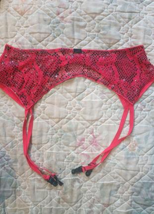 Ярко красный сексуальный пояс для чулок, подвязки1 фото