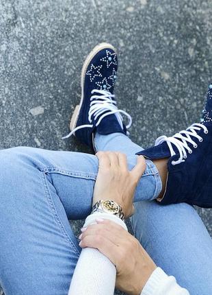 Супер мягенькие синие ботинки со звездами2 фото