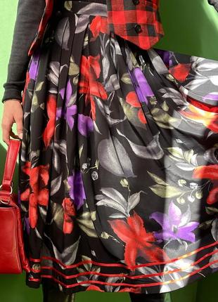 Винтажная австрийская юбка миди с цветочным принтом5 фото