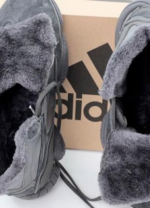 Зимові кросівки adidas yeezy 500 black high winter (хутро)3 фото