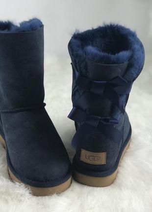 Уггі з стрічками, бантами original ugg bailey bow blue navy | уггі болю бов зимові жіночі сині