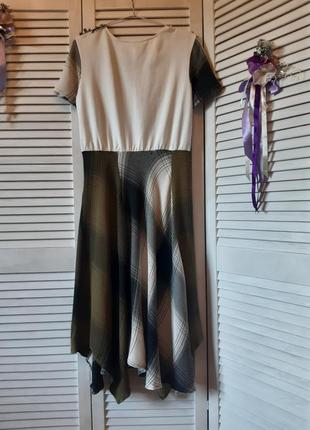 Платье миди, ассиметричное, расцветка плед zara6 фото