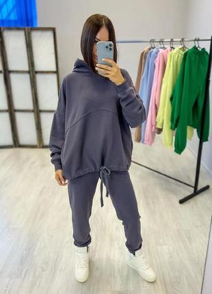 Спортивний теплий оверсайз жіночий костюм