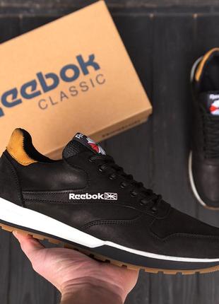 Чоловічі шкіряні кросівки   reebok classic leather trail  black
