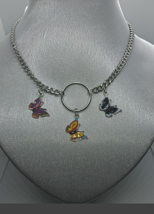 🦋чокер с тремя разноцветными бабочками.🦋