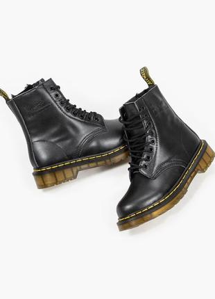 Женские высокие кожаные ботинки с мехом dr.martens classic black хутро5 фото