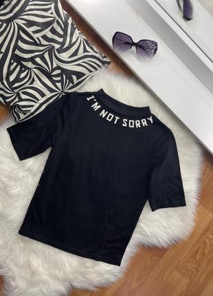 Стильний кроп топ водолазка гольф футболка з надписом h&m uk s m