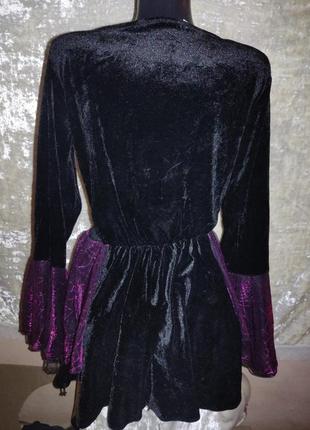 Оксамитова велюрова готична відьомська сукня на хелловін відьма2 фото