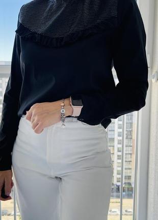 Итальянская сорочка рубашка блуза с длинным рукавом и рюшами