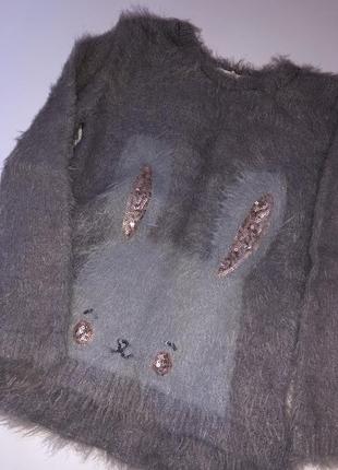 Пушистая теплая кофта свитер для девочки