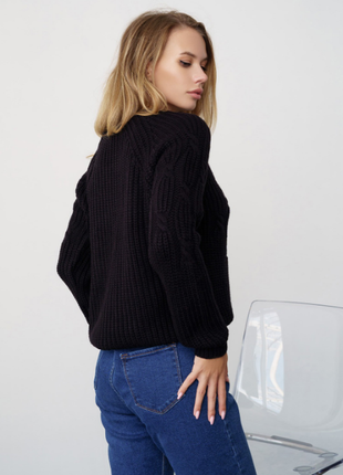 Укороченный вязаный свитер акрил с объемными узорами 3 цвета6 фото