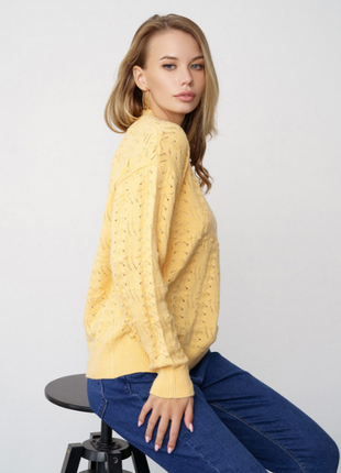 Свободный свитер джемпер ажурной вязки классика 3 цвета3 фото