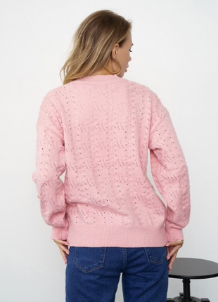 Свободный свитер джемпер ажурной вязки классика 3 цвета4 фото