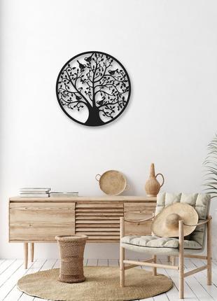 Картина панно із дерева  на стіну  в вітальню дерево з птицями 3 pn176 68х68 см3 фото
