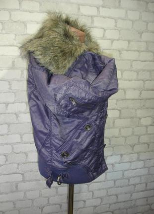 Тепла коротка куртка з хутряним коміром "ad woman" 46-48 р4 фото