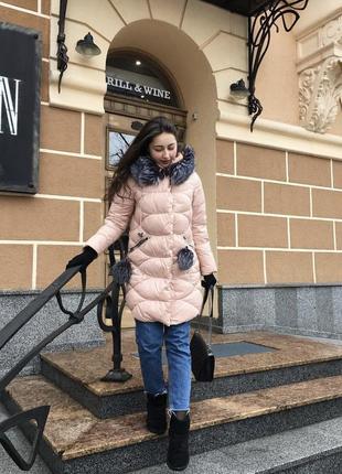 Пуховик с мехом песца