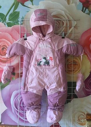 Зимний комбинезон для девочек на овчине на рост 74
