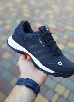 Теплые зимние кросовки  adidas climaproof тёмно синие нубук мужские осенние термо кросовки адидас климапроф