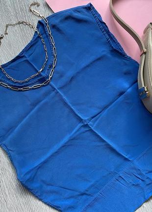 Синий шифоновый топ без рукавов / синяя блуза распродаж5 фото