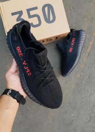 Кросівки adidas yeezy boost 350 black/red2 фото