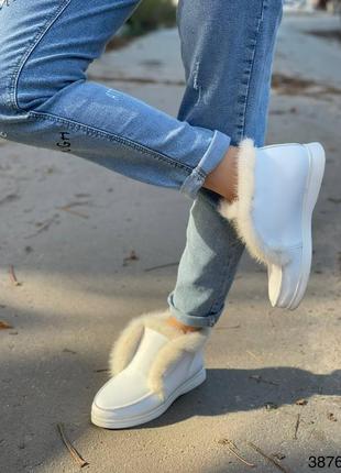 💥 шикарные кожаные зимние лоферы с мехом норки