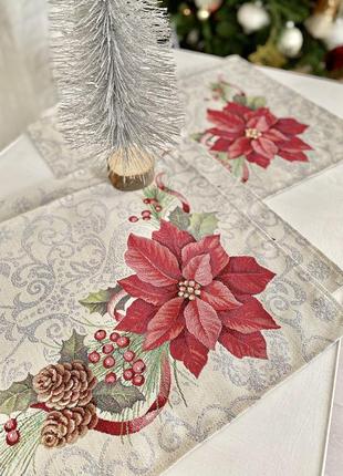 Серветка-підкладка новорічна під тарілку, гобеленова limaso4 фото