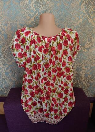 Красивая женская блуза в розы большой размер батал 48/50/52 блузка блузочка3 фото