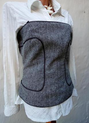 Крутий вишуканий теплий вовняний карсет в стилі шанель,шовк,офісний,боді.