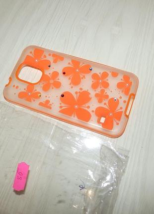 Чехол с цветами и стразами для samsung galaxy s5