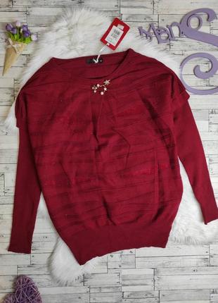 Женский свитер cocomaxx красный со стразами и брошью размер 50 xl1 фото