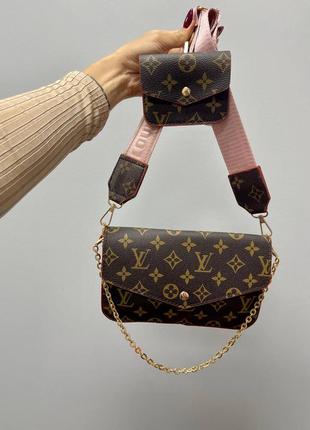 Жіноча сумка сумочка louis vuitton felicie monogram brown/pink