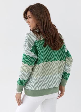 М'який светр з вовни і акрилу оверсайз светр з узором об'ємний светр фісташковий2 фото