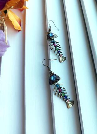 Сережки рибки рибка скилет