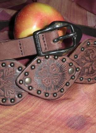 Модний не звичайний стильний ремінь diesel з декором тисненням шкіра 80см якість