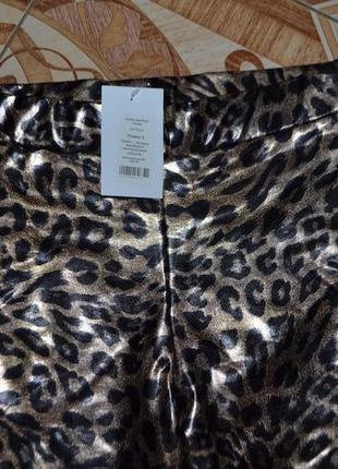 Шикарные лосины-брюки h&m! леопард с металлик блеском!3 фото